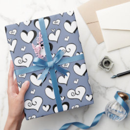 Gray Hearts Wrapping Paper Geschenkpapier