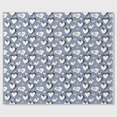 Gray Hearts Wrapping Paper Geschenkpapier (Flach)