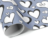 Gray Hearts Wrapping Paper Geschenkpapier (Rolleneckpunkt)