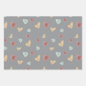 Gray Hearts | Wrapping Paper Geschenkpapier Set (Vorderseite)