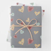 Gray Hearts | Wrapping Paper Geschenkpapier Set