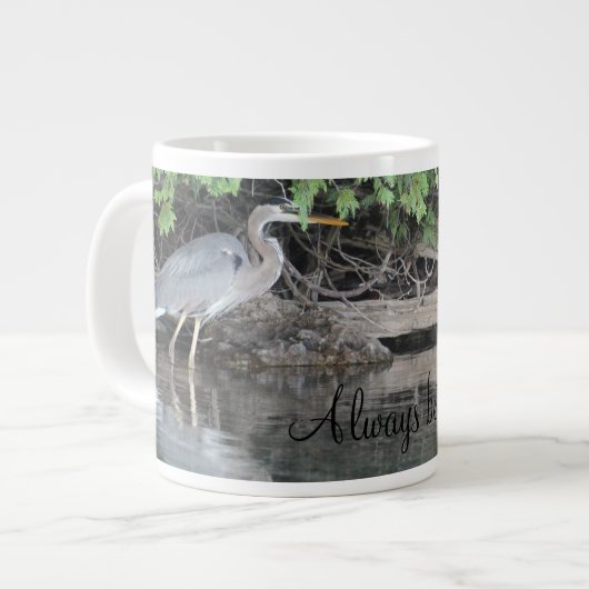 Gray Heron Bird Jumbo-Tasse (Vorderseite Links)