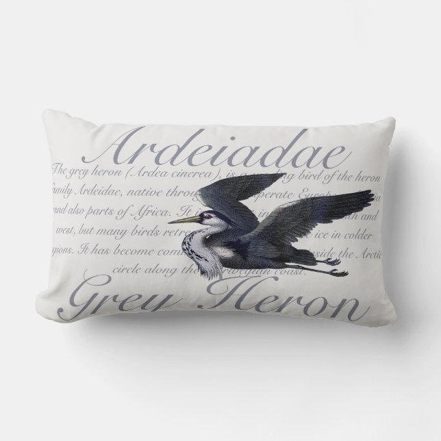Gray Heron Bird Lumbar Kissen (Vorderseite)
