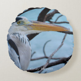Gray Heron Rundes Kissen