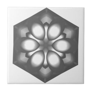 Gray Hexagon Blume Fliese