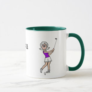 Gray Hiair Female Golfer Tasse