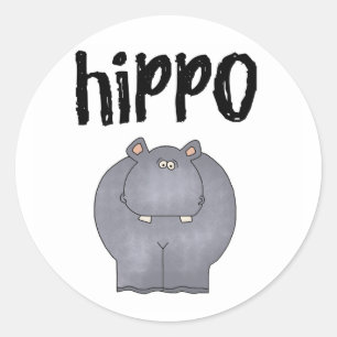 Gray Hippo Runder Aufkleber
