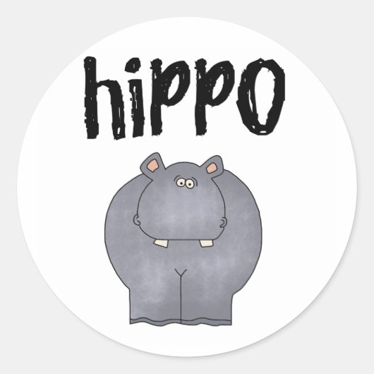 Gray Hippo Runder Aufkleber (Vorderseite)