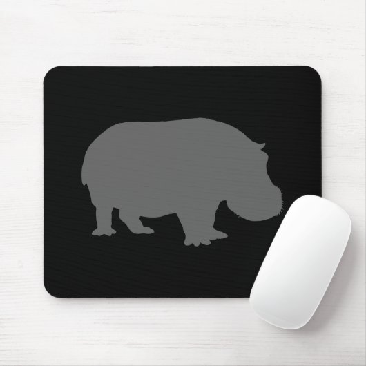 Gray Hippo Silhouette Mousepad (Mit Mouse)