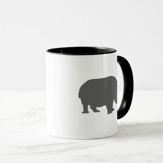 Gray Hippo Silhouette Tasse (VorderseiteRechts)