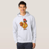 Gray Hoodie for Him with Cute Rooster and Glasses  (Vorne ganz)
