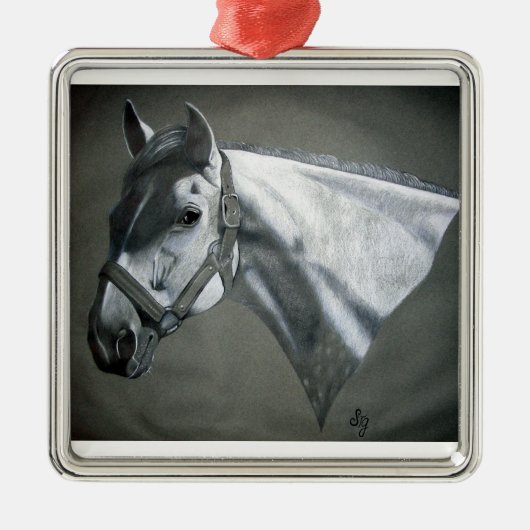 Gray Horse Ornament Aus Metall (Vorne)