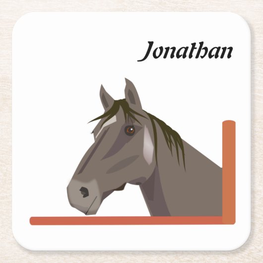 Gray Horse Portrait Rechteckiger Pappuntersetzer (Vorderseite)