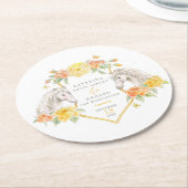 Gray horses and yellow roses monogrammed wedding runder pappuntersetzer (Angewinkelt)
