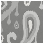 Gray Ikat Paisley Große Skala Stoff (Nahaufnahme)