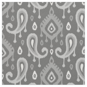 Gray Ikat Paisley Stoff