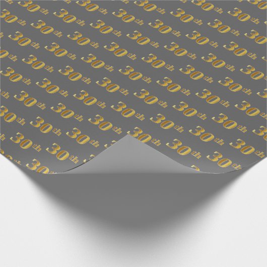 Gray, Imitate Gold 30. (30.) Event Geschenkpapier (Ecke)