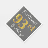 Gray, Imitate Gold 93. Geburtstag + Individuelle N Serviette (Ecke)