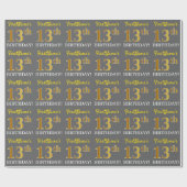Gray, Imitation Gold Look "13. BIRTHDAY" Geschenkpapier (Flach)