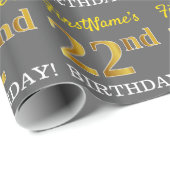 Gray, Imitation Gold Look "22. BIRTHDAY" Geschenkpapier (Rolleneckpunkt)