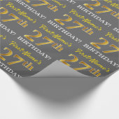 Gray, Imitation Gold Look "27. BIRTHDAY" Geschenkpapier (Ecke)