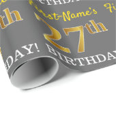 Gray, Imitation Gold Look "27. BIRTHDAY" Geschenkpapier (Rolleneckpunkt)