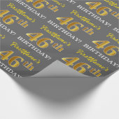 Gray, Imitation Gold Look "46. BIRTHDAY" Geschenkpapier (Ecke)