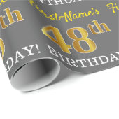 Gray, Imitation Gold Look "48. BIRTHDAY" Geschenkpapier (Rolleneckpunkt)
