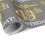 Gray, Imitation Gold Look "49. BIRTHDAY" Geschenkpapier (Rolleneckpunkt)