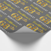 Gray, Imitation Gold Look "68. BIRTHDAY" Geschenkpapier (Ecke)