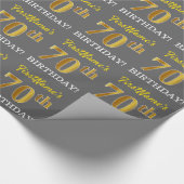 Gray, Imitation Gold Look "70. GEBURTSTAG" Geschenkpapier (Ecke)