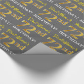 Gray, Imitation Gold Look "72. BIRTHDAY" Geschenkpapier (Ecke)
