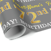 Gray, Imitation Gold Look "72. BIRTHDAY" Geschenkpapier (Rolleneckpunkt)