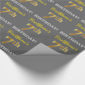 Gray, Imitation Gold Look "7. BIRTHDAY" Geschenkpapier (Ecke)