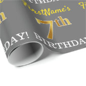Gray, Imitation Gold Look "7. BIRTHDAY" Geschenkpapier (Rolleneckpunkt)