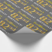 Gray, Imitation Gold Look "82. BIRTHDAY" Geschenkpapier (Ecke)