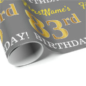Gray, Imitation Gold Look "83. BIRTHDAY" Geschenkpapier (Rolleneckpunkt)