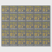 Gray, Imitation Gold Look "85. BIRTHDAY" Geschenkpapier (Flach)