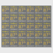 Gray, Imitation Gold Look "87. BIRTHDAY" Geschenkpapier (Flach)