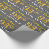 Gray, Imitation Gold Look "98. BIRTHDAY" Geschenkpapier (Ecke)