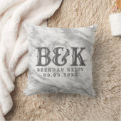 Gray Imitats MarmorWedding Monogramme Kissen (Decke)