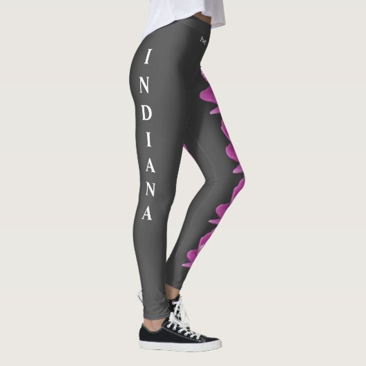 Gray Indiana Staat Blume Peony Leggings (Rechts)
