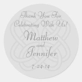 Gray Irish Celtic Knot Custom Wedding Favor Labels Runder Aufkleber