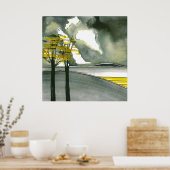 Gray Island Abstrakt Art Poster/Print 24x24" Poster (Küche)