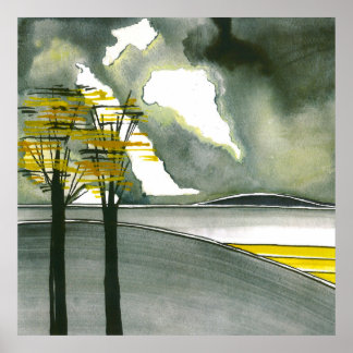 Gray Island Abstrakt Art Poster/Print 24x24" Poster