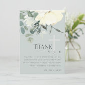 GRAY IVORY WHITE AQUA FLORAL First HOLION Dankeskarte (Stehend Vorderseite)