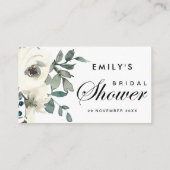 GRAY IVORY WHITE FLORAL BRAUTPARTY PLATZKARTE VISITENKARTE (Rückseite)