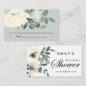 GRAY IVORY WHITE FLORAL BRAUTPARTY PLATZKARTE VISITENKARTE (Vorne/Hinten)