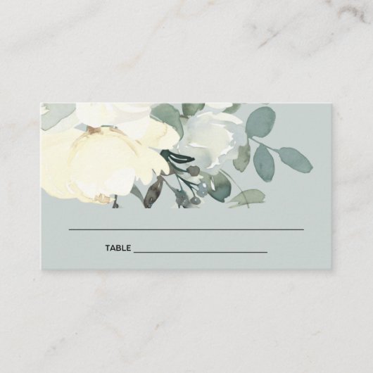 GRAY IVORY WHITE FLORAL BRAUTPARTY PLATZKARTE VISITENKARTE (Vorderseite)