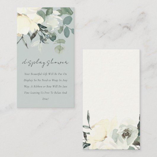 GRAY IVORY WHITE FLORAL BUNCH ANZEIGEN BABY DUSCHE BEGLEITKARTE (Vorne/Hinten)
